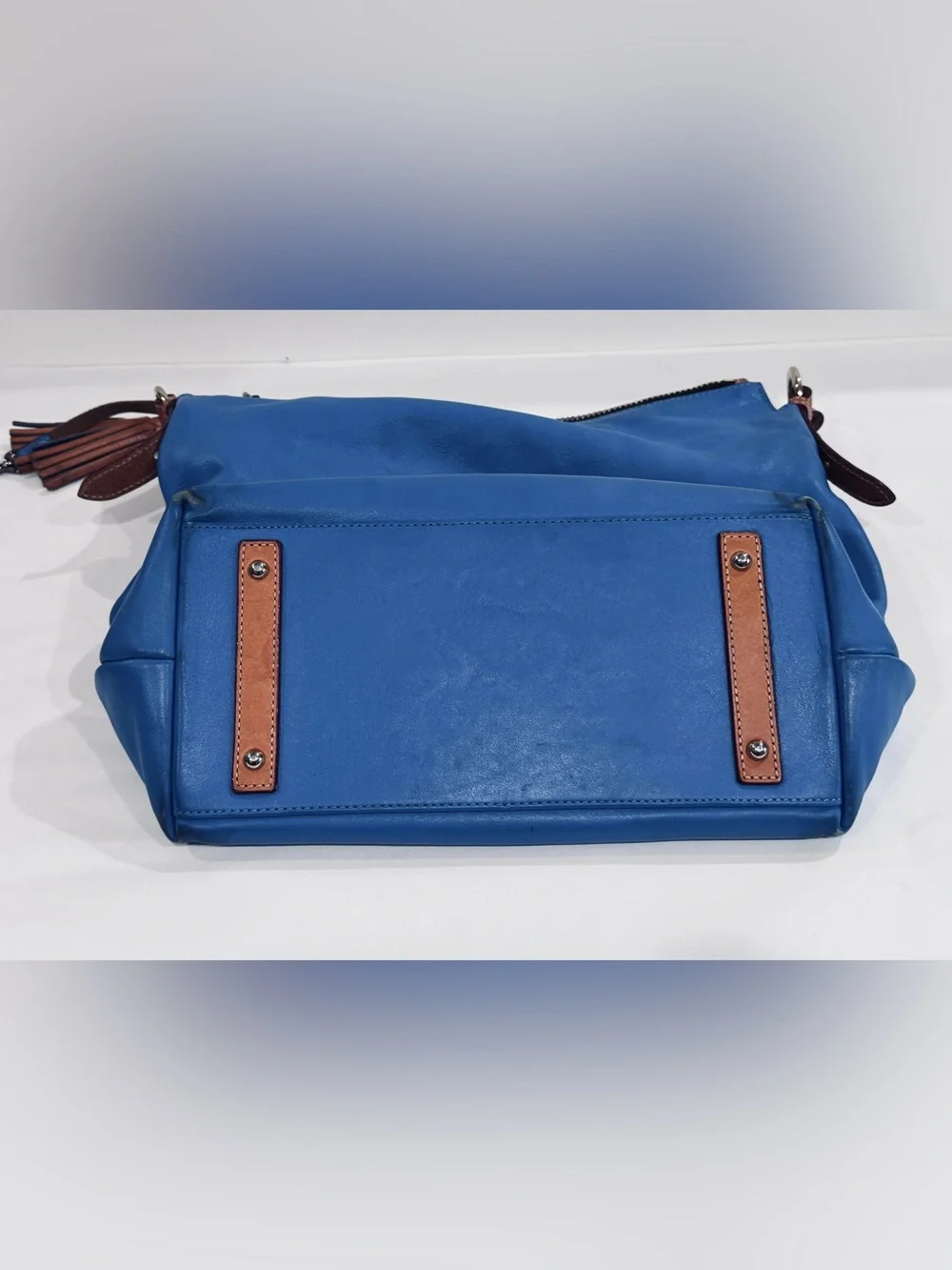 Dooney & Bourke Blue Leather Hobo Shoulder Bag & Matching Pouch Wallet Set